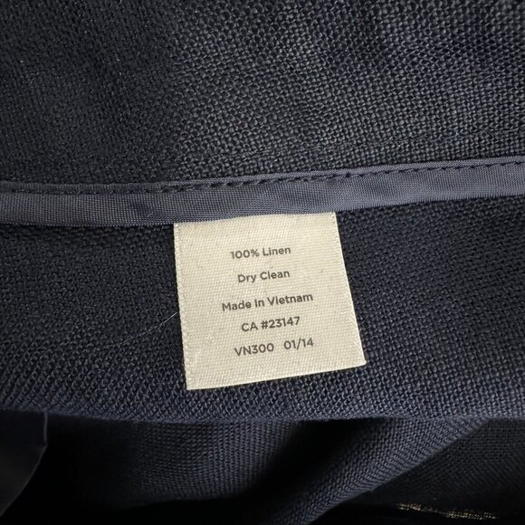 Talbots Curvy Linen Pants Size 16 Navy Blue Solid Office Work Career PT-2345 - Picture 7 of 7